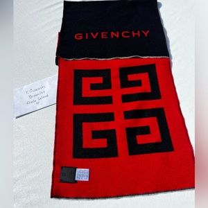 Givenchy 4G Logo signature Wool silk scarf brand new authentic red and black